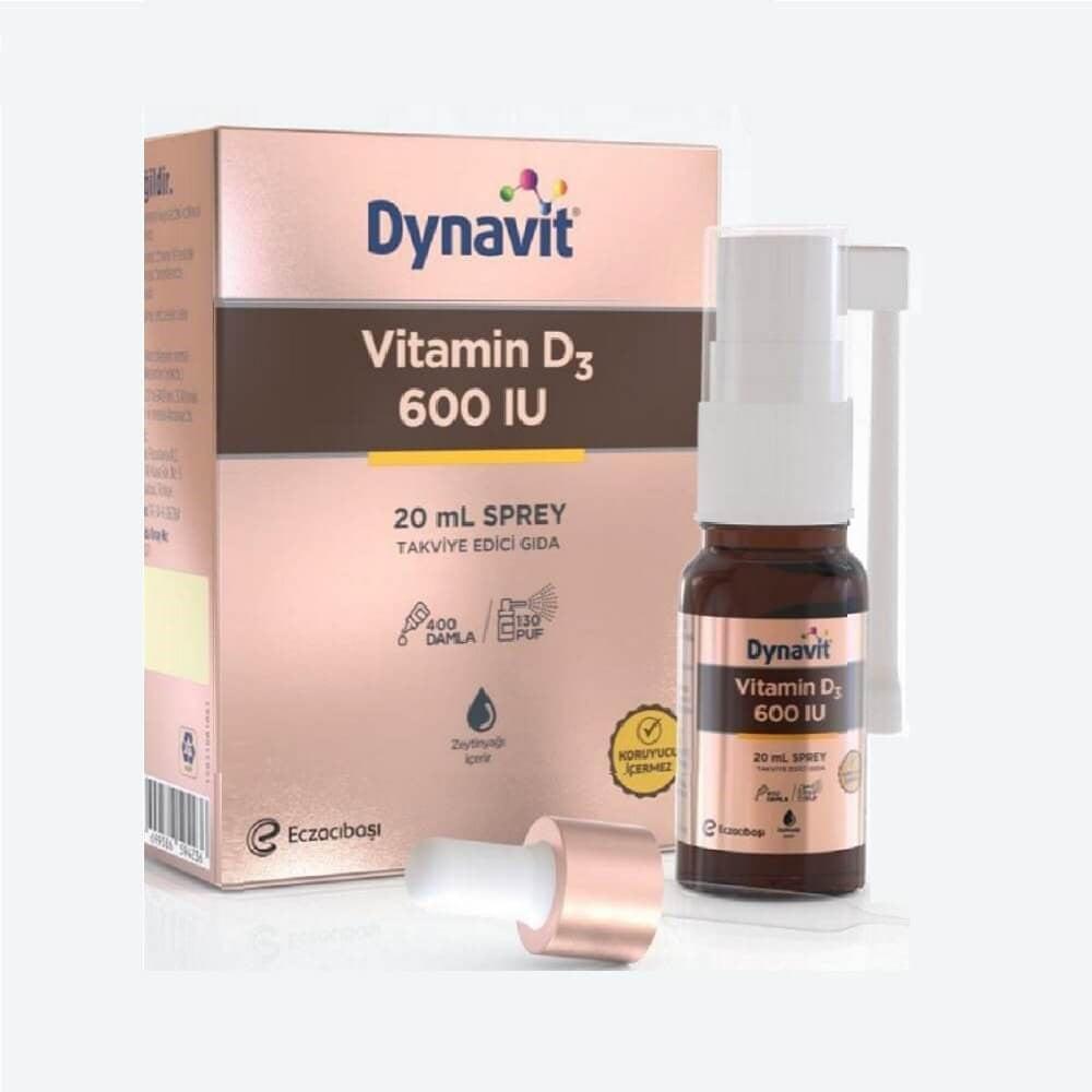 Dynavit Vitamin D3 600 IU Spray 20 ml - Boost Bone Health & Immune Function by Beauty Care Bag