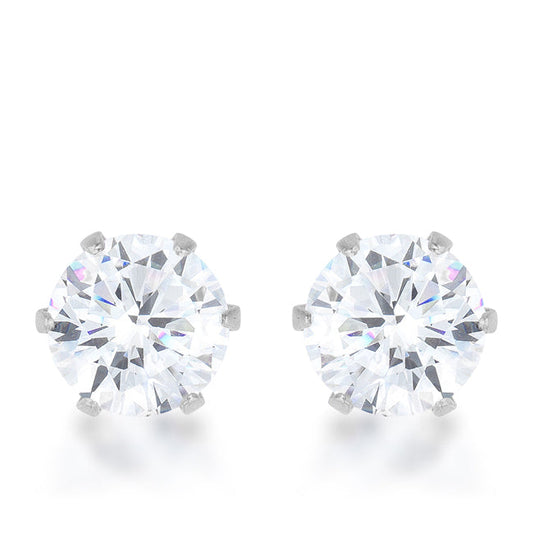 Avera Reign 3.4ct CZ Stainless Steel Stud Earrings by Avera Group