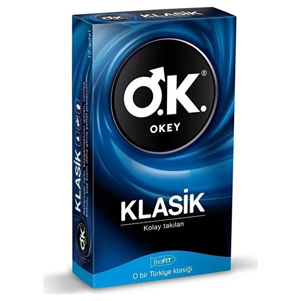 Okey lubricated latex condoms with reservoir tip, pack of 10