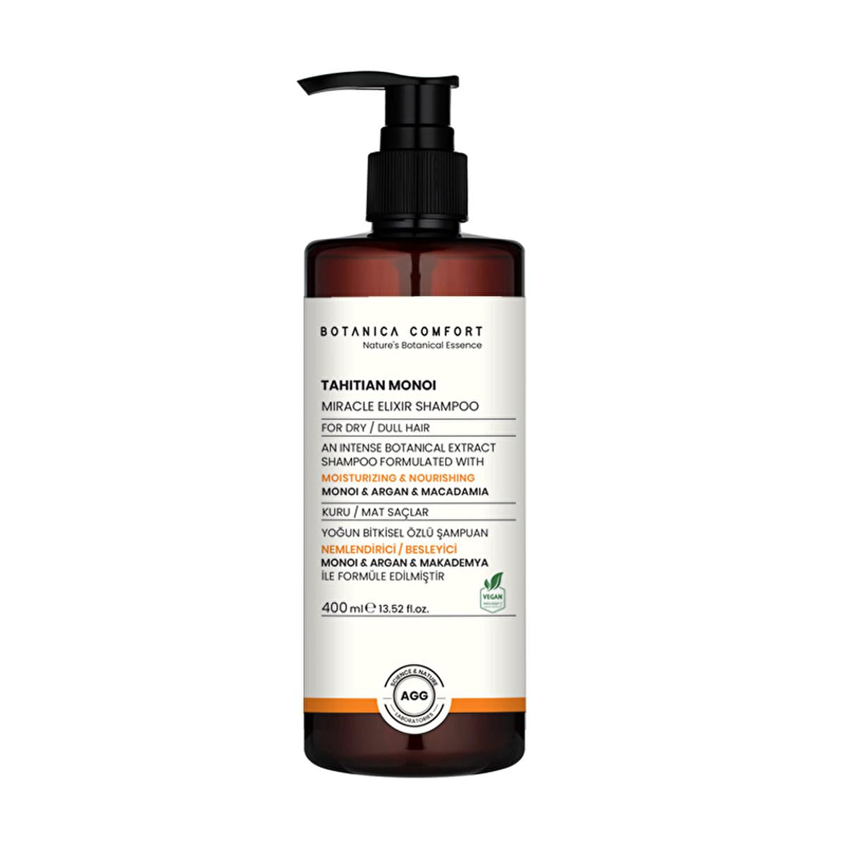 Botanica Comfort Tahitian Monoi Miracle Elixir Moisturizing Shampoo for Dry Hair - 13.53 fl oz, Argan Oil & Monoi Oil Hair Care by Beauty Care Bag