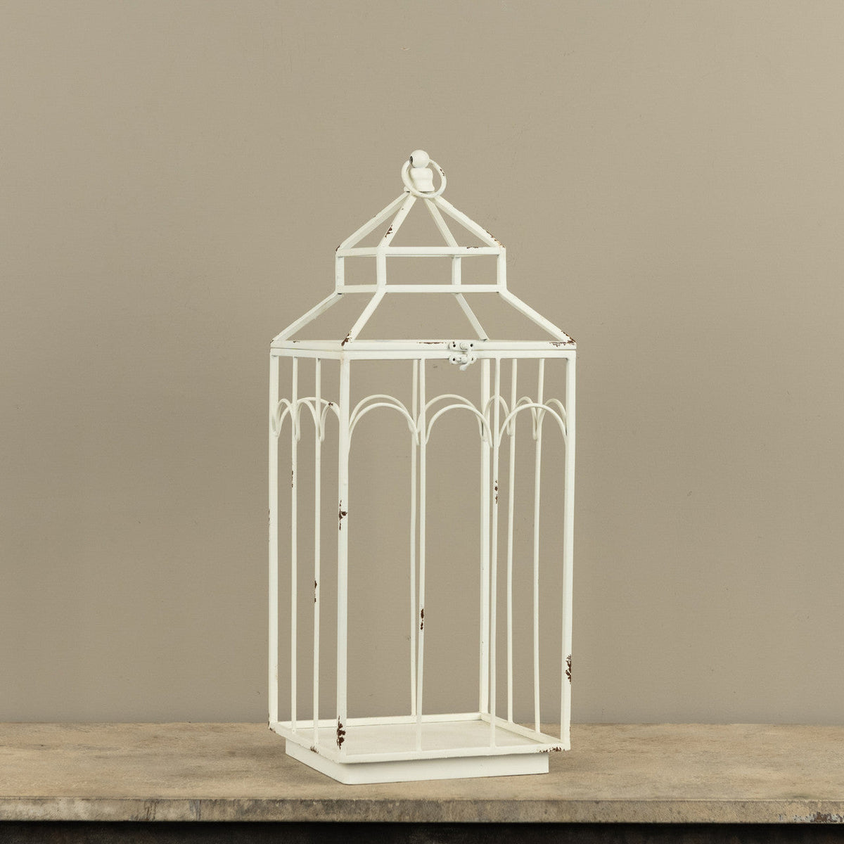 Ashley White Metal Lantern by Rust & Cinder