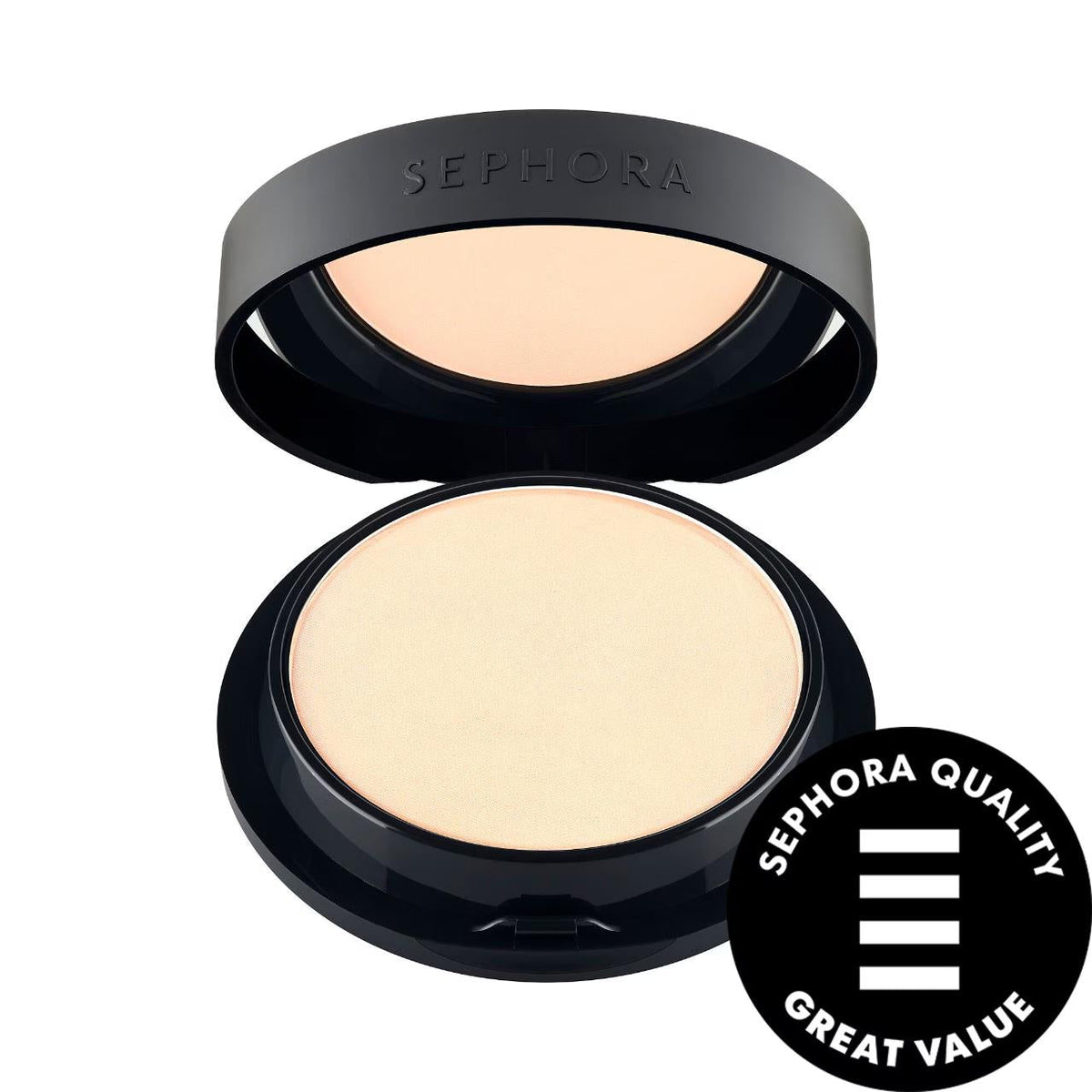 Shine-free matte powder foundation with buildable coverage