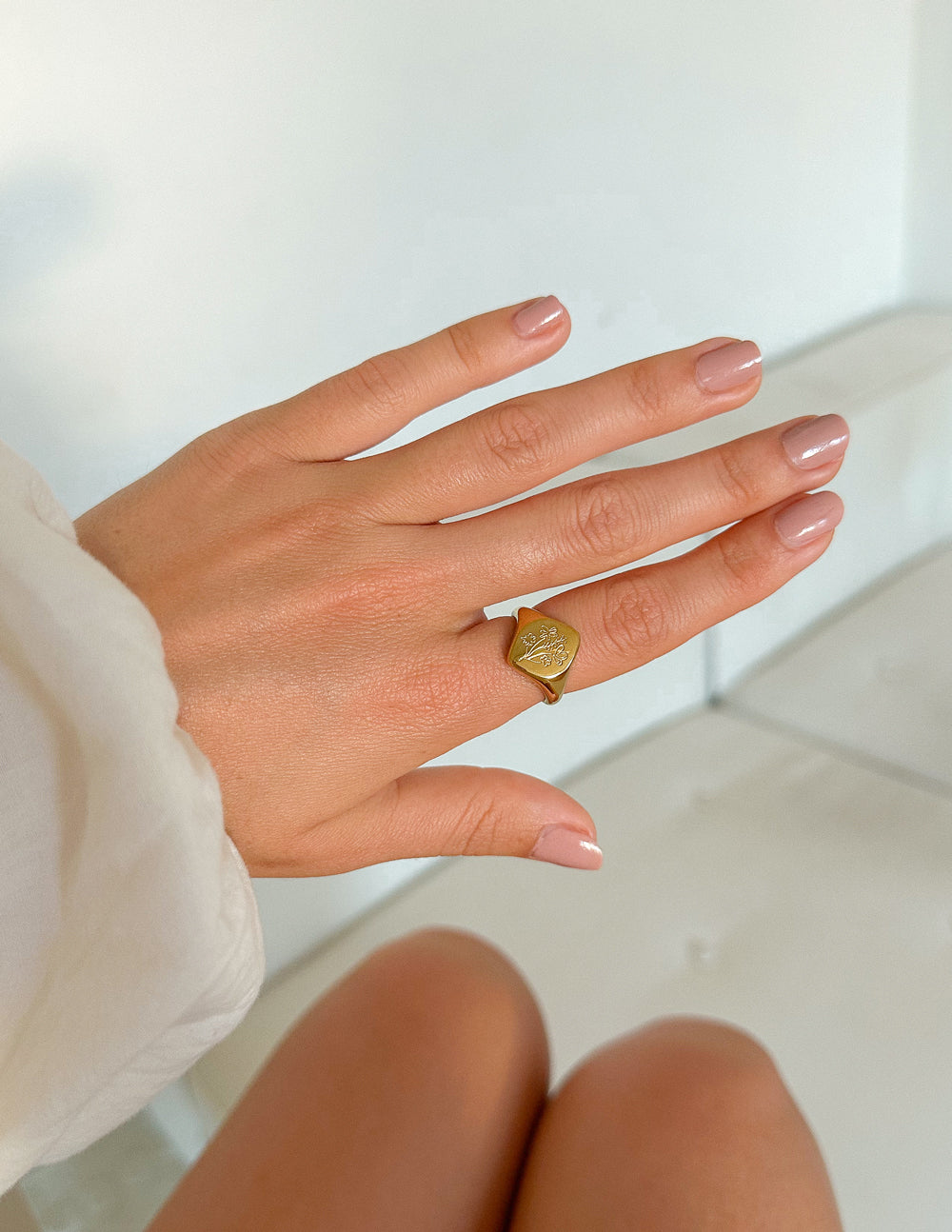 Floral Signet Ring by Elevated Faith