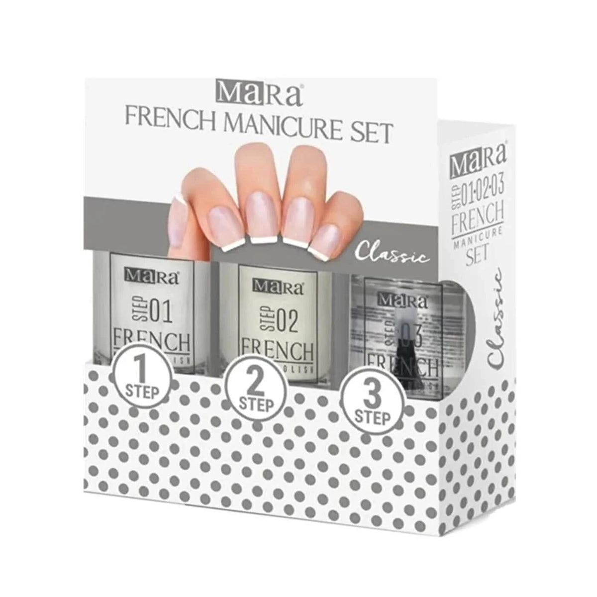 Mara French Manicure Nail Polish Set for Elegant Nails by Beauty Care Bag