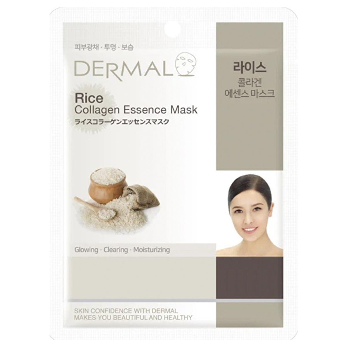 Dermal collagen sheet face mask with rice extract and vitamin E