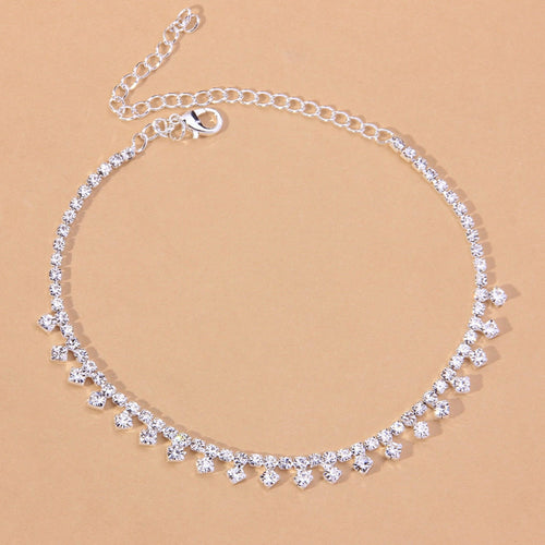 Rhinestone Water Drop Anklet Foot Jewelry for Women Silver/Gold by Red Iphigenia