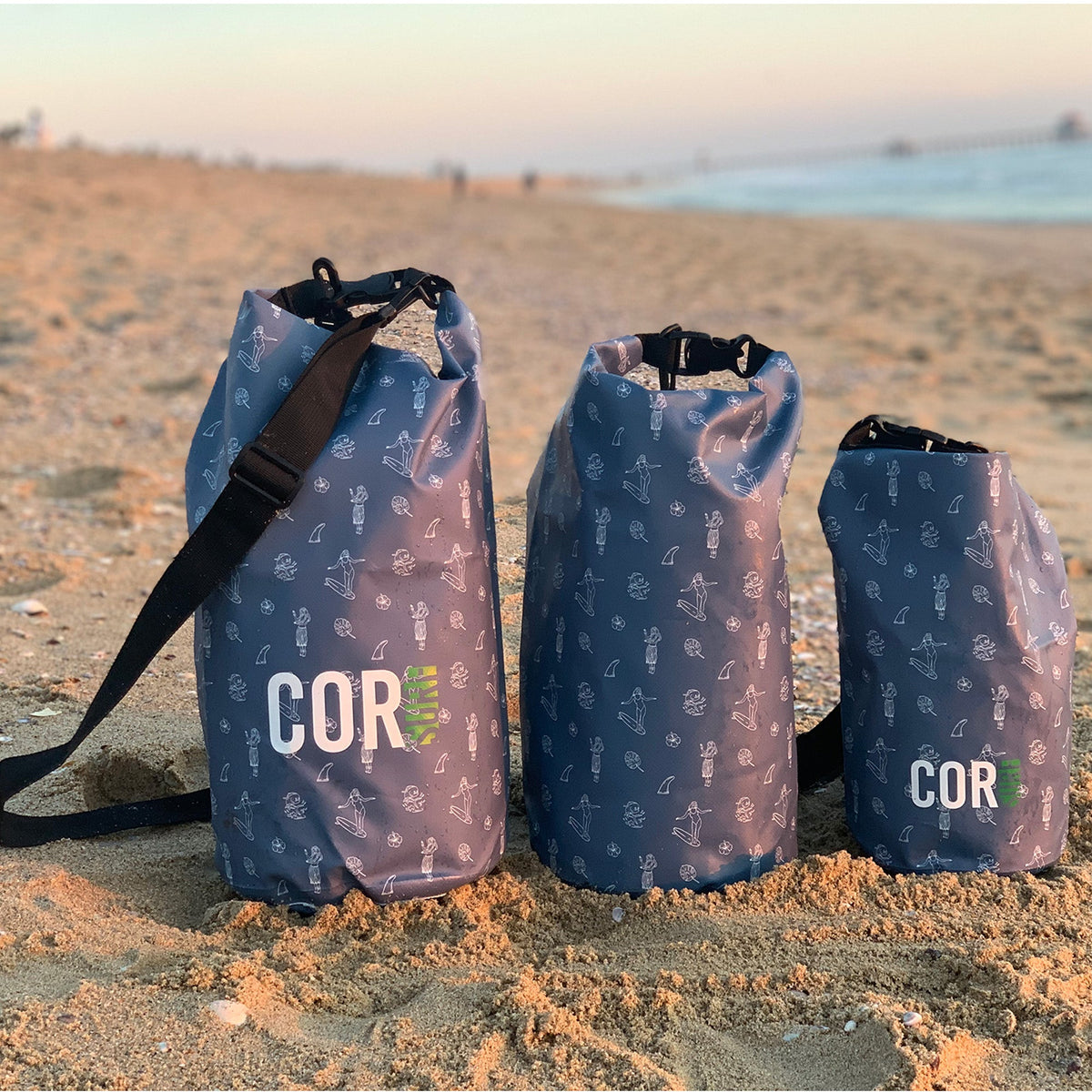 Dry Bags (Hawaiian Print): 3L, 5L, 10L, 15, and 3-Packs by COR Surf