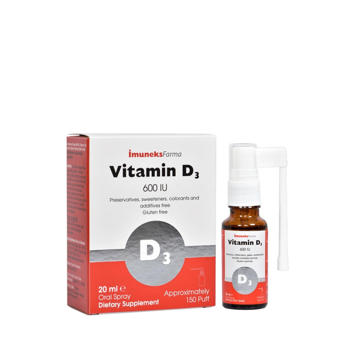 Imuneks Vitamin D3 600 IU Spray 20ml - Boosts Bone Health & Immune Function by Beauty Care Bag