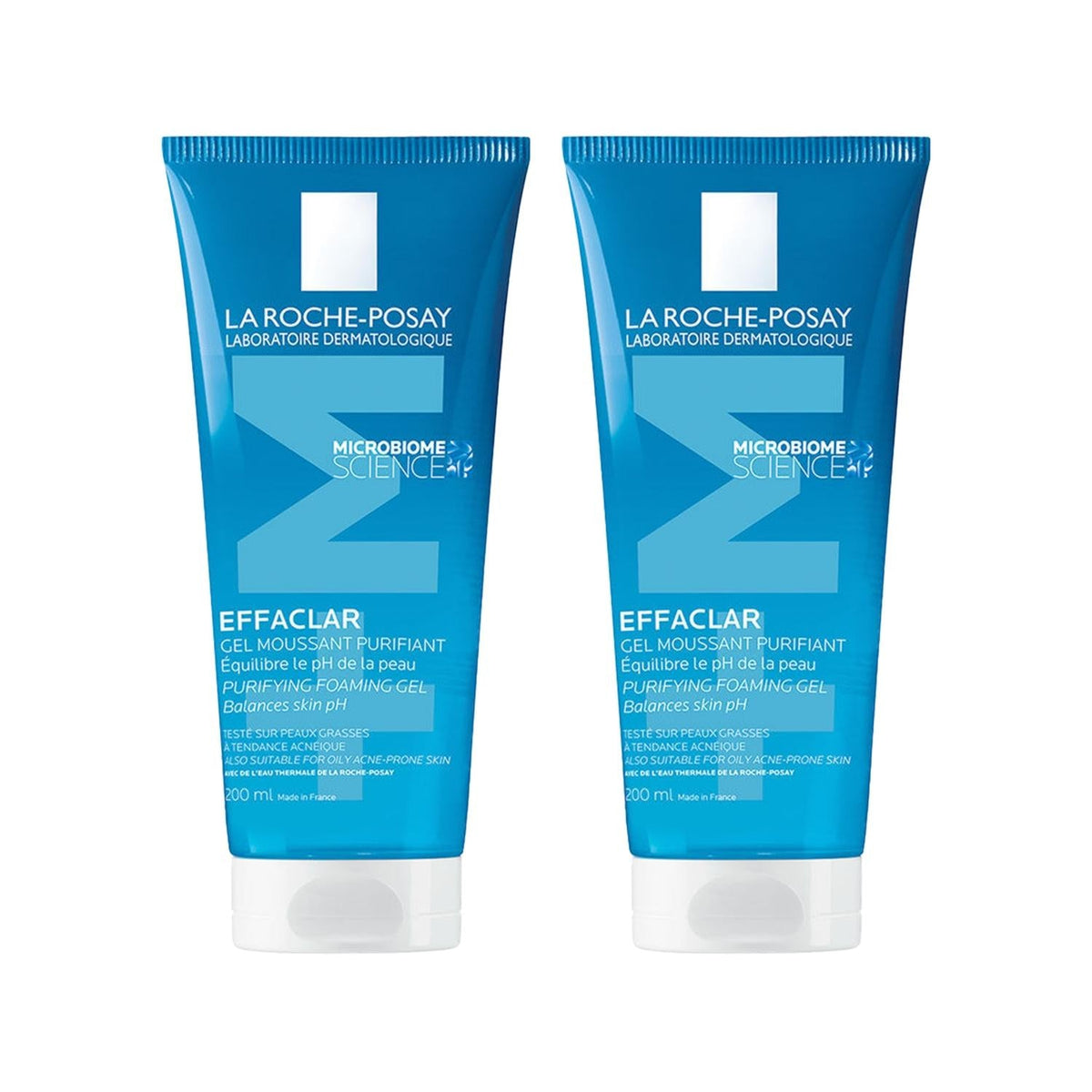 La Roche Posay Effaclar Gel Face Cleansing Gel for Acne-Prone Skin - Dermatologically Tested, 200ml x2 by Beauty Care Bag