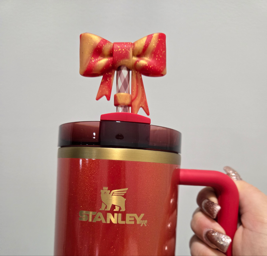Scarlet Tinsel Glittered Bow Topper by THE SALTY CHIC
