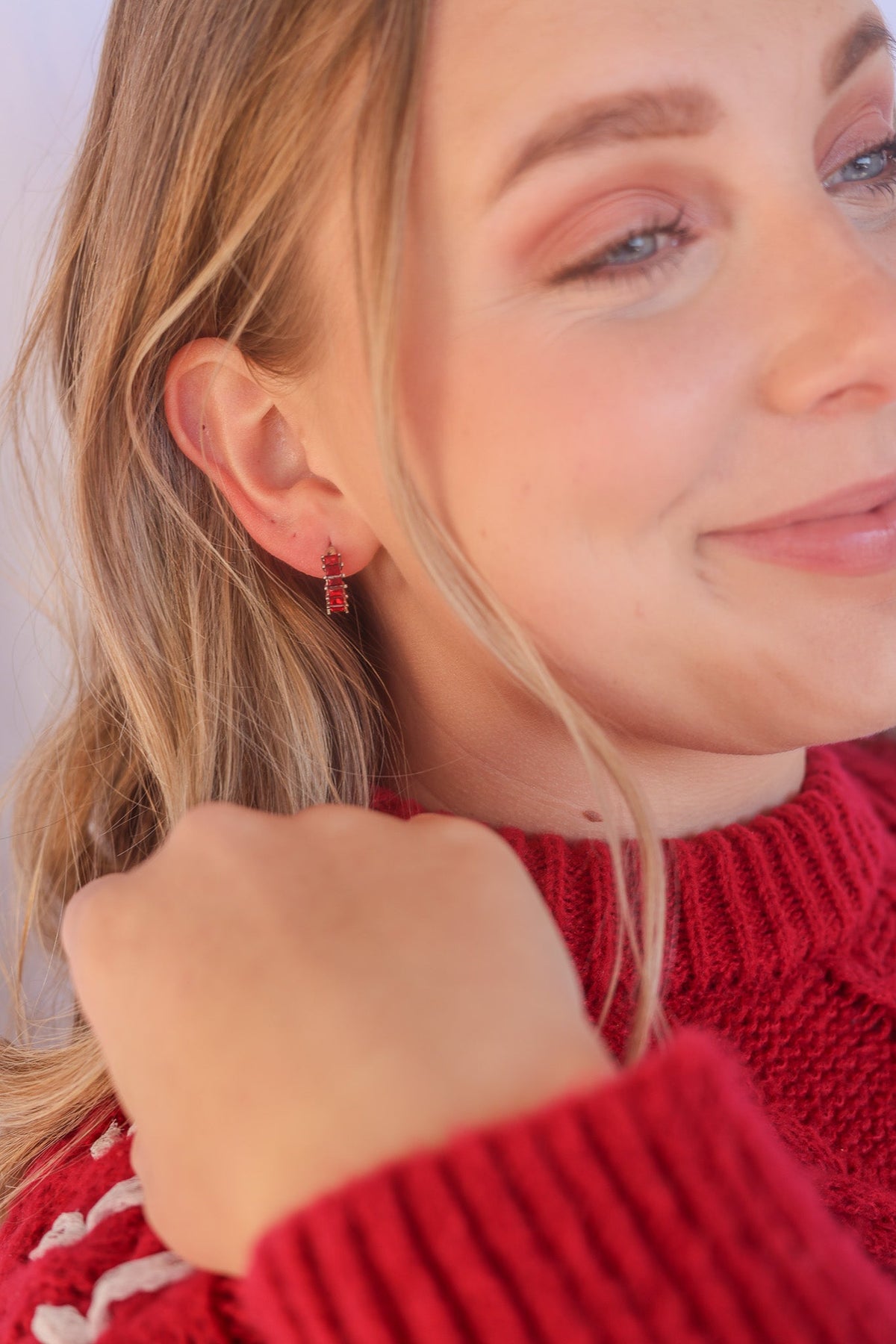 Diamond Hoop in Red by Rose & Clay