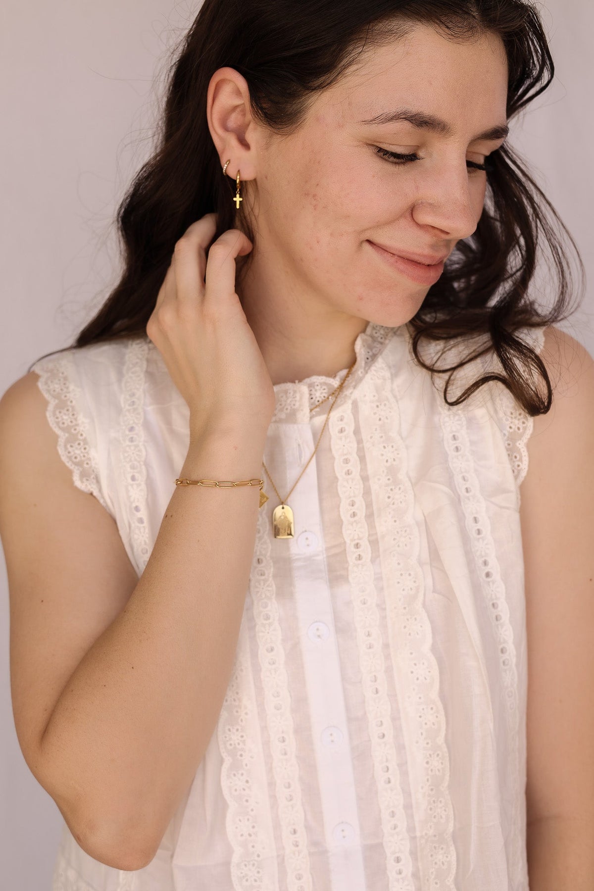 Dainty Cross Hoop by Rose & Clay