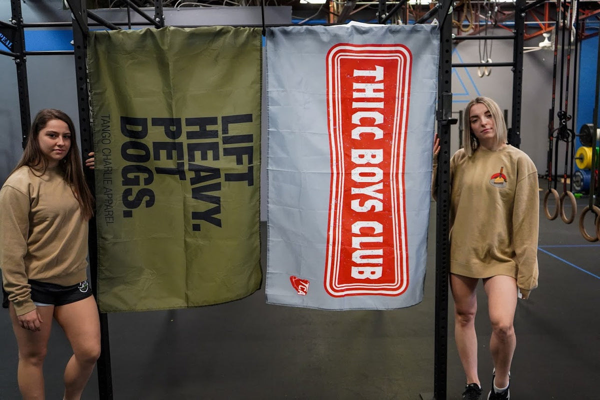 Lift Heavy. Pet Dogs. - Flag by Tango Charlie Apparel