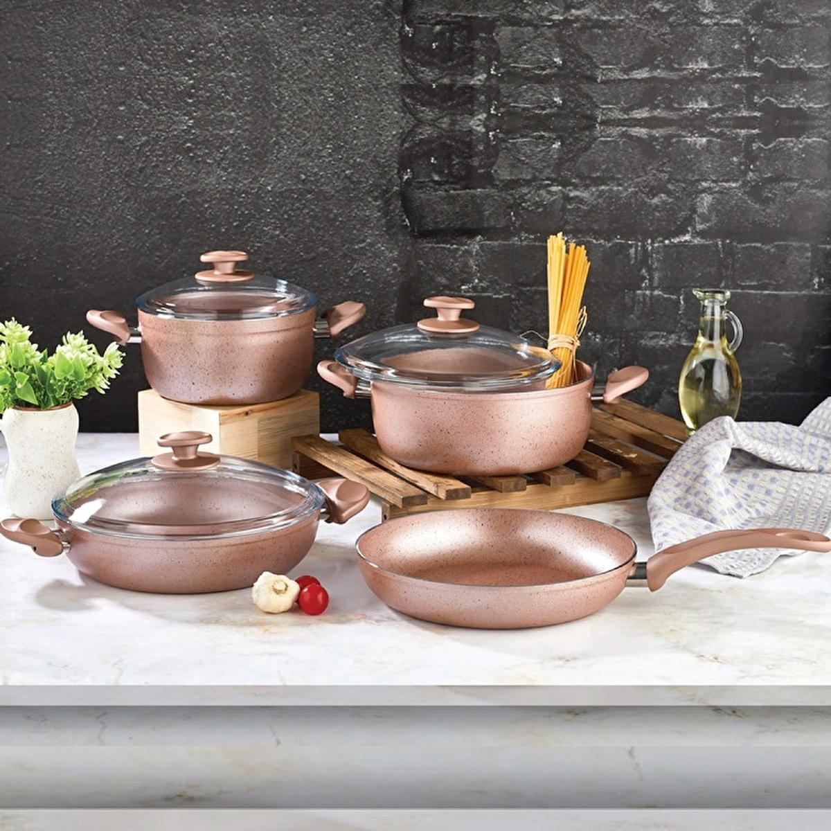 Papilla Pink Tuscany 7-piece non-stick cookware set