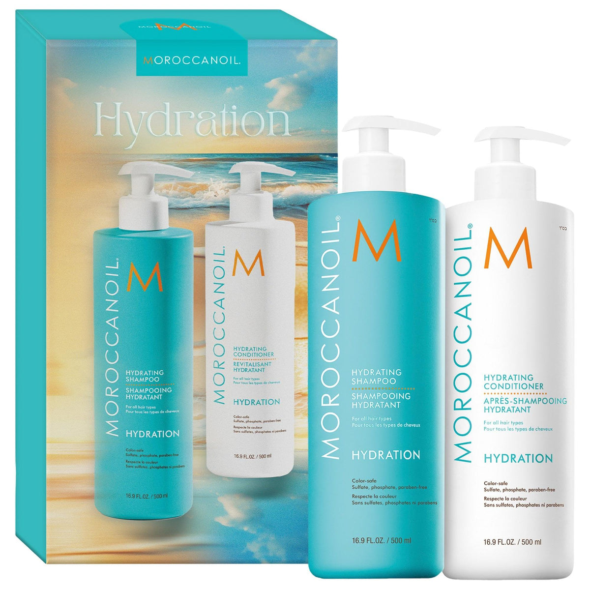 Moroccan Elixir Hydrating Shampoo and Conditioner Set: Argan Oil, Sulfate & Paraben-Free - For Dry, Frizzy Hair - Shine & Manageability - Jumbo 16.9 oz by Beauty Care Bag