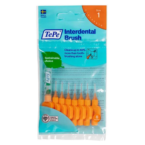 Tepe Interdental Brush 0.45 mm - Orange 8-Pack - Swedish Quality for Effective Oral Hygiene by Beauty Care Bag
