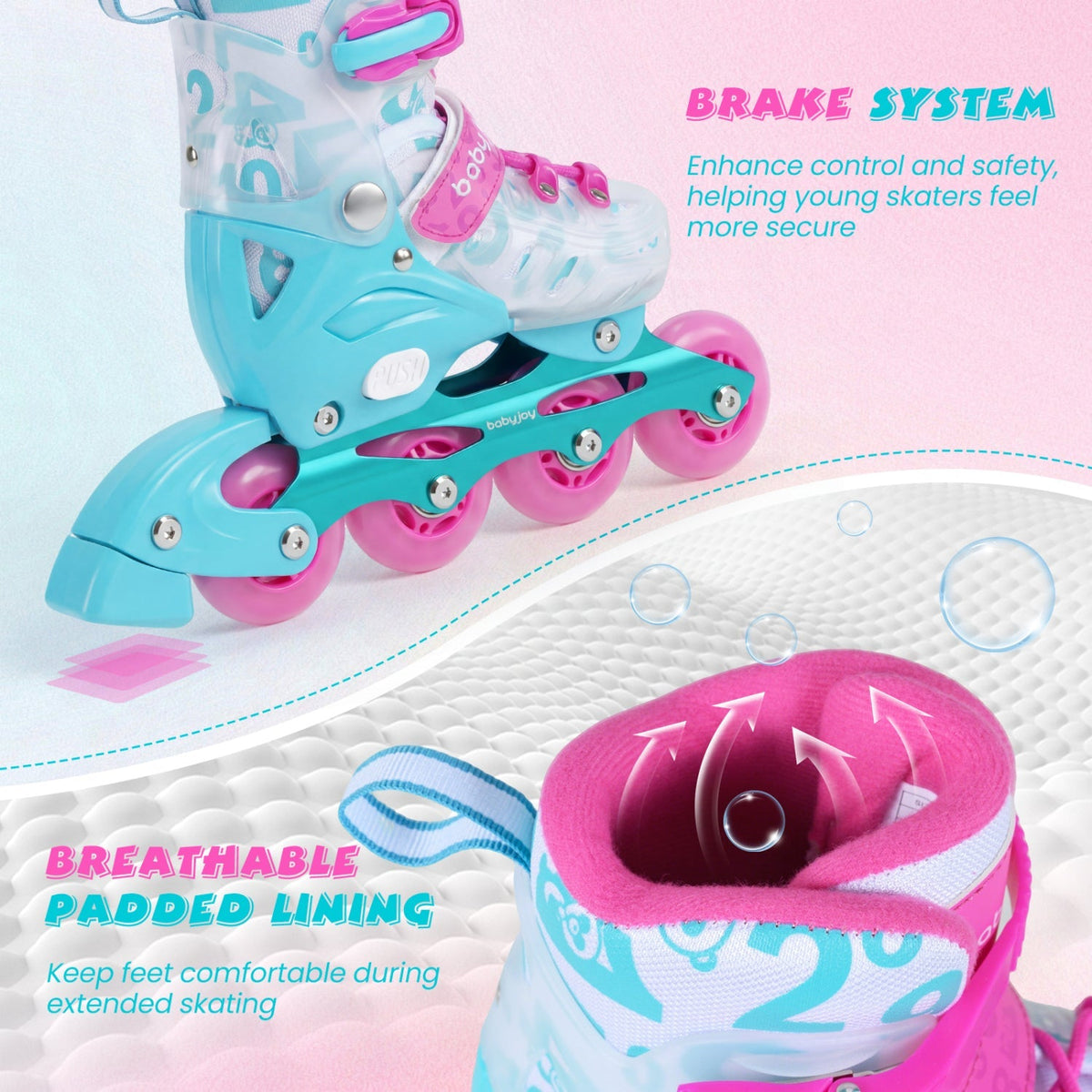 Kids Inline Skates with Light Up Wheels for Beginners Ages 9-14 by GBruno Store