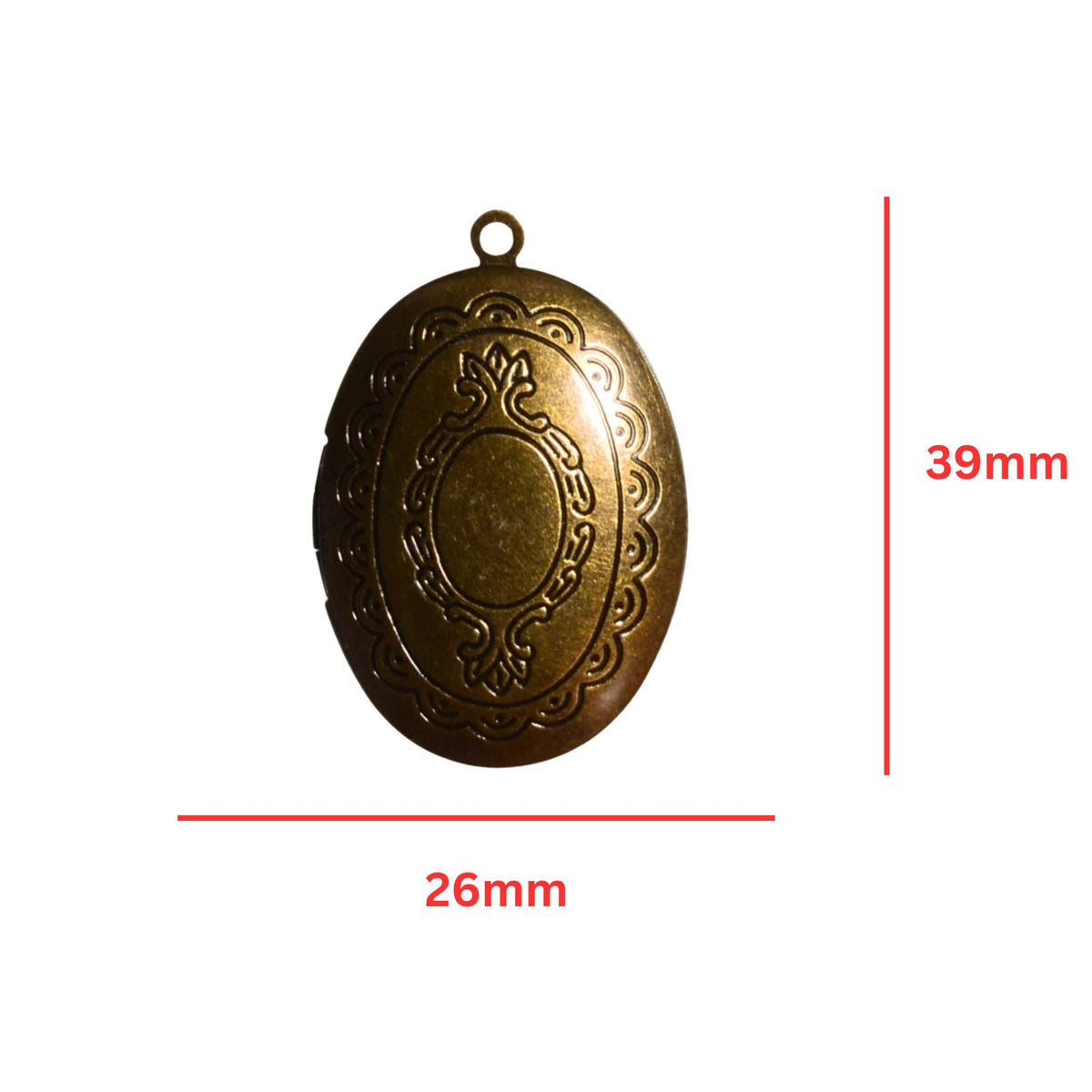 Oval Brass Photo Locket Pendant - 39mm by Continental Bead Suppliers