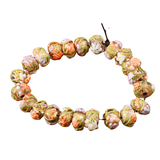 Handmade Lampwork Antique Garden Rondelle Beads - 9β14mm (Set of 19) by Continental Bead Suppliers