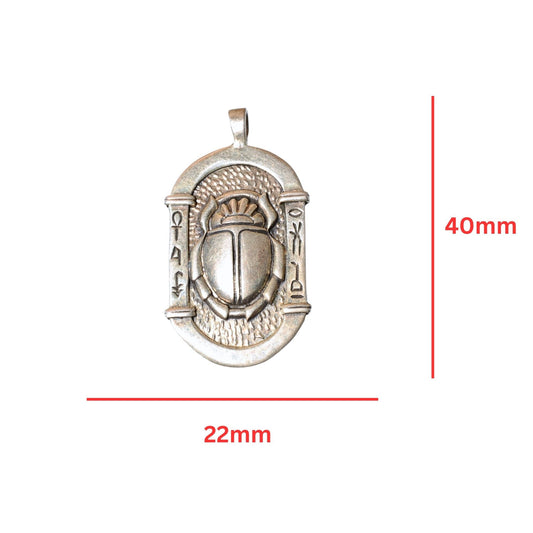 Sterling Silver Scarab Pendant - Vintage Egyptian Revival .925 Silver by Continental Bead Suppliers