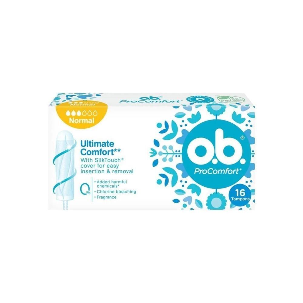 o.b. ProComfort Normal Absorbency Tampons for Women - Comfortable & Reliable Menstrual Protection - Pack of 16 by Beauty Care Bag