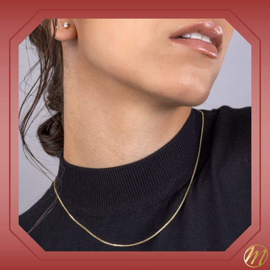 14K Solid Yellow Gold Wheat Chain Necklace Braided Adjustable Length Slider for Men and Women Made in Italy - Width 1mm Length 22" by Massete