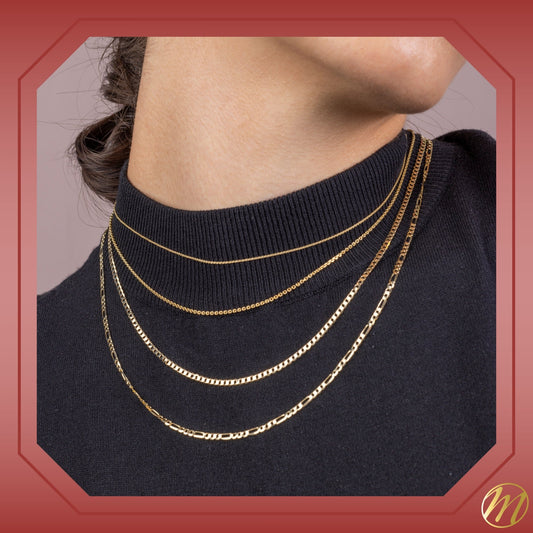 14k Solid Yellow Gold Cable Link Chain Made in Germany Width 0.9mm Length 16" by Massete