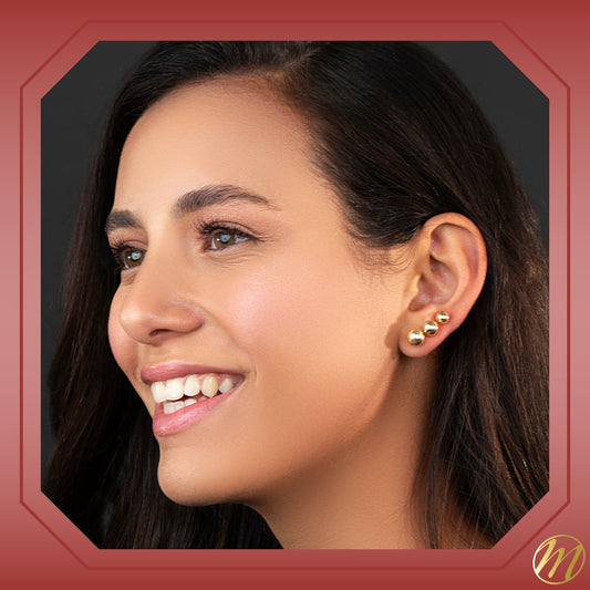 Gold Ball Stud Earrings for Women and Girls by Massete