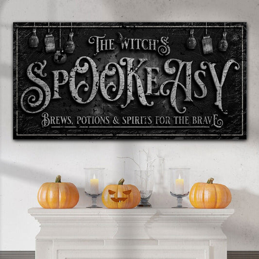 The Witch's Speakeasy Bar Halloween Sign by Tailored Canvases