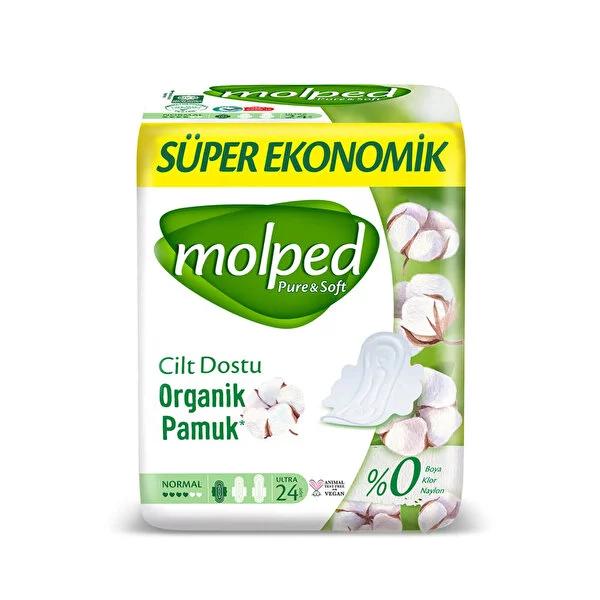 Molped Pure & Soft: 24-Count Ultra Soft Hypoallergenic Menstrual Pads for Sensitive Skin - Chlorine & Nylon Free Feminine Hygiene by Beauty Care Bag