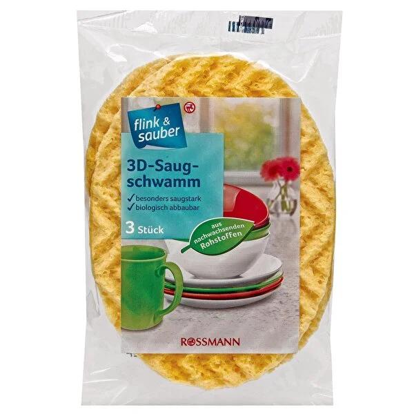 Flink & Sauber 3D Dish Sponge - Effective Kitchen Cleaning Tool for Wet Surfaces by Beauty Care Bag