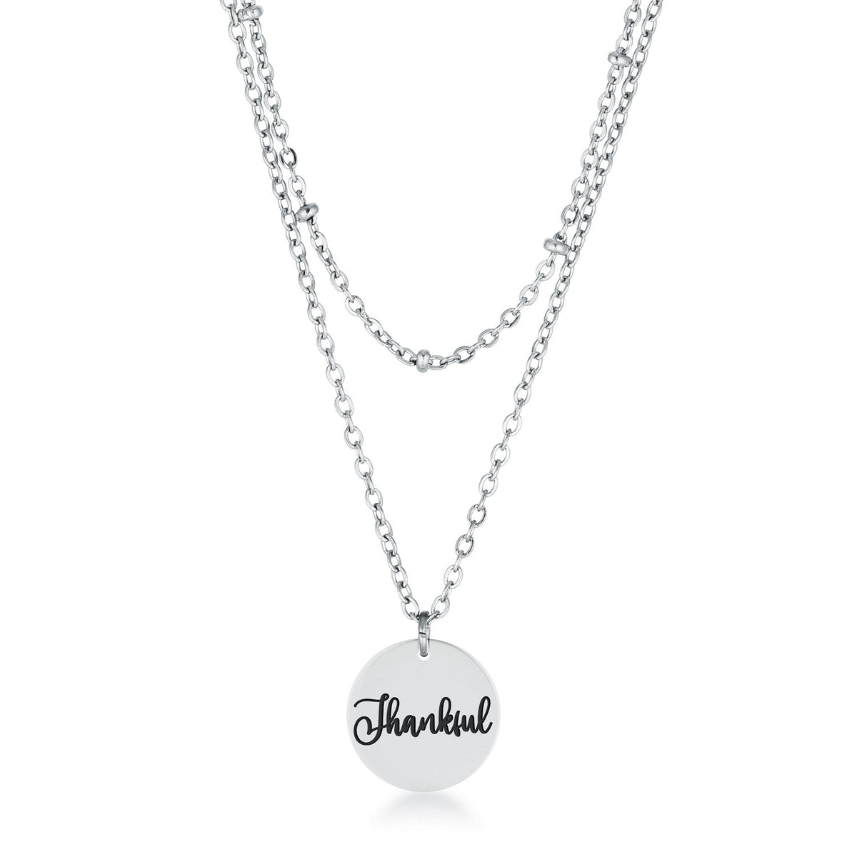Avera Delicate Silver Plated Necklace Thankful Pendant by Avera Group