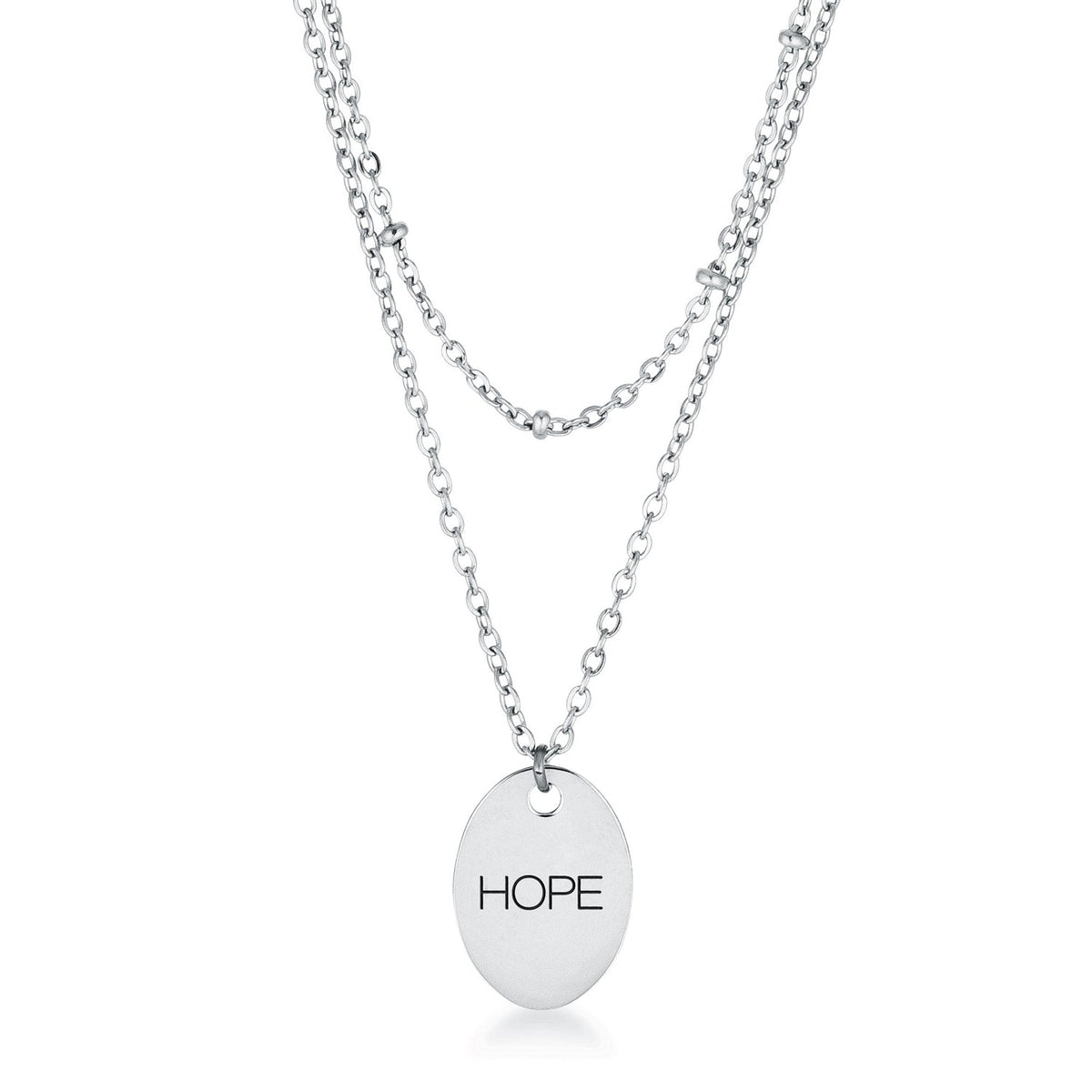 Avera Double Chain Hope Necklace In Polished Silver by Avera Group