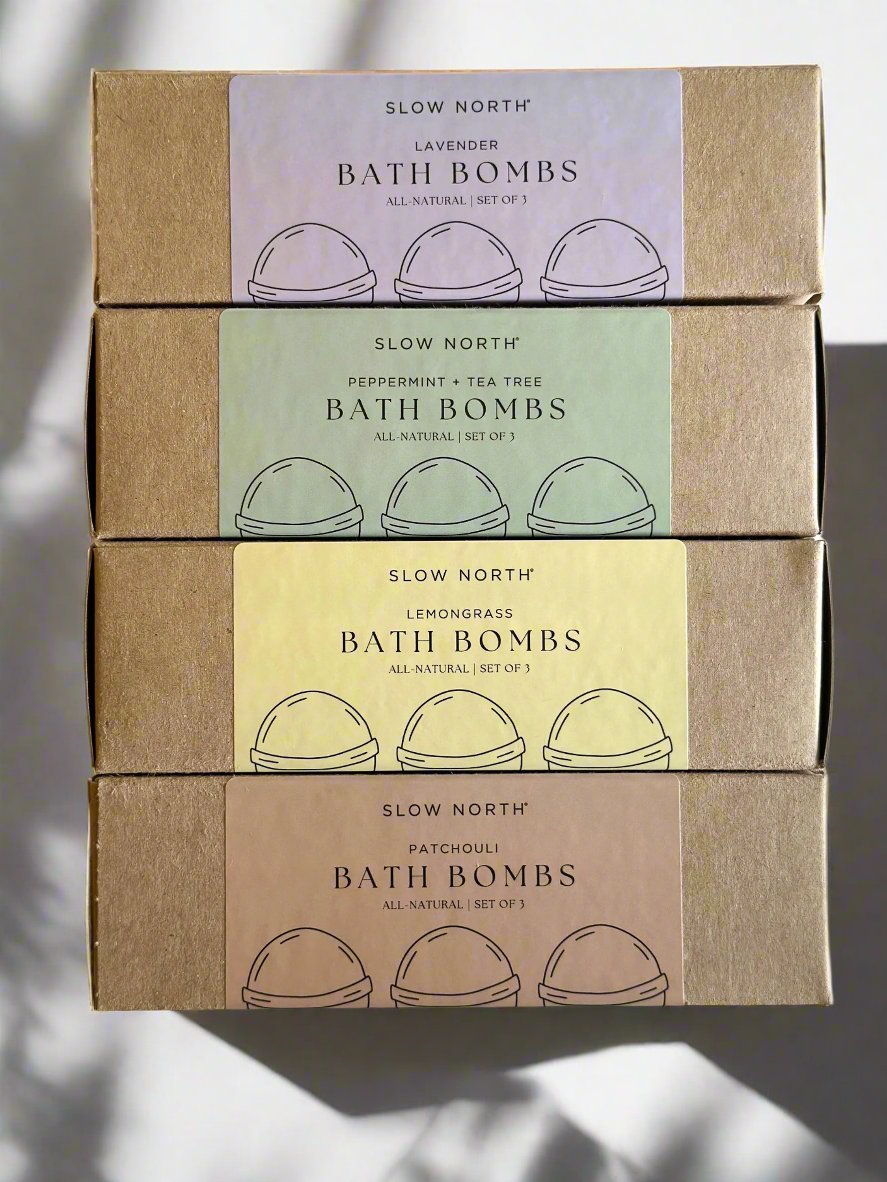 Natural Bath Bomb Set - Peppermint + Tea Tree (Set of 3) by Slow North