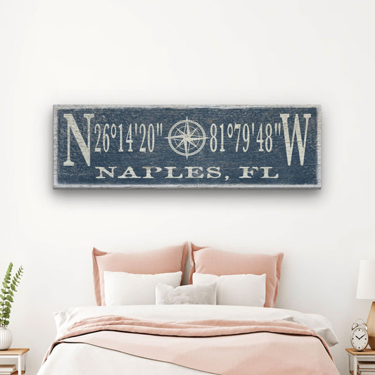 Personalized Coordinates Compass Rose Canvas Sign by Off The Square Designs