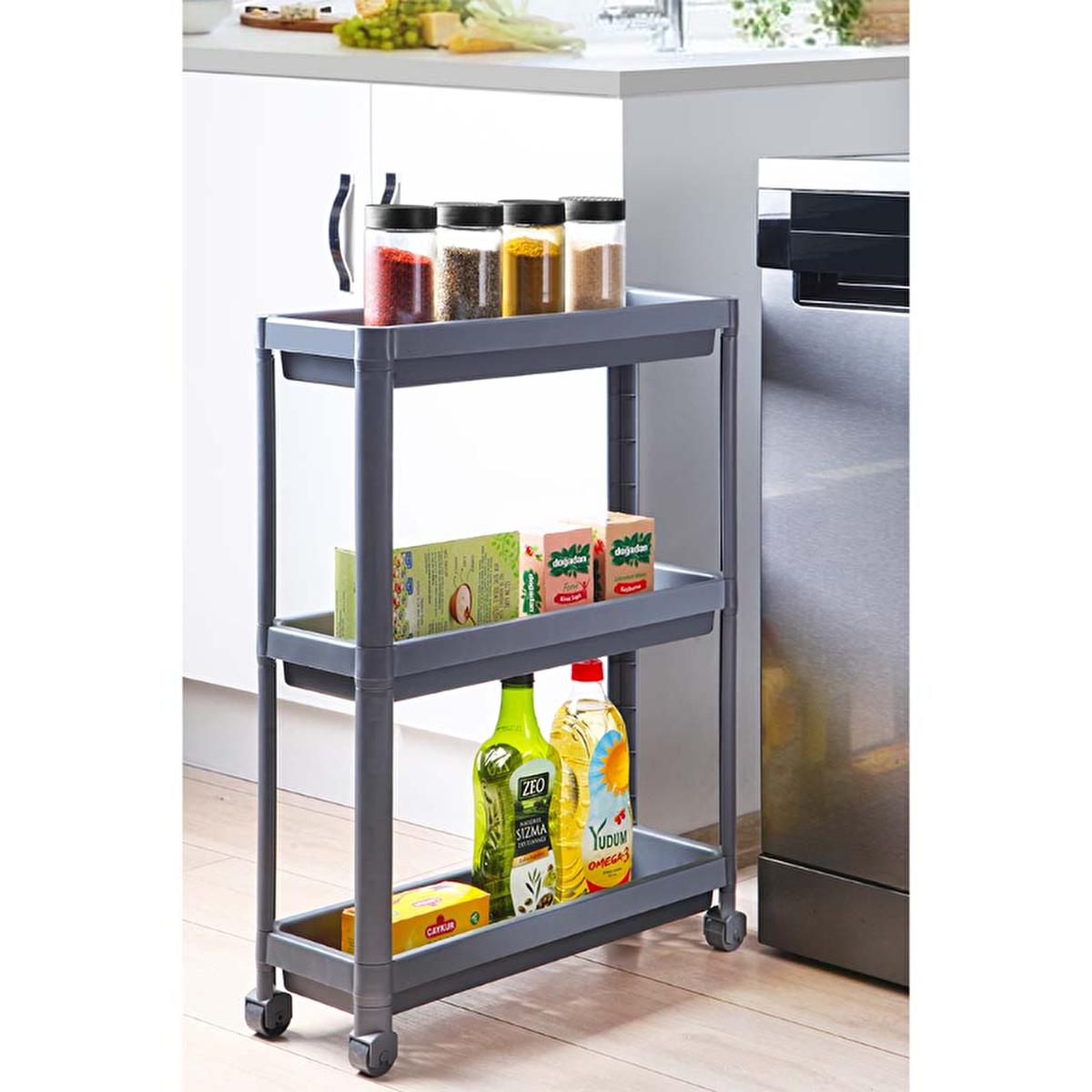 Decobella Narrow Storage Rack 3-Tier Wheeled Bathroom Kitchen Organizer by Beauty Care Bag