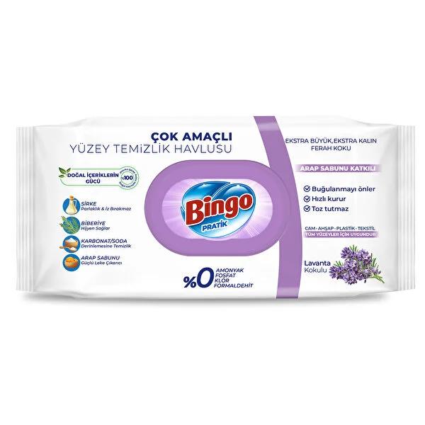 Bingo Lavender Surface Cleaning Wipes 96 Count - Natural, Streak-Free, Fog-Free - All Purpose, Kitchen & Bathroom Eco-Friendly Wipes by Beauty Care Bag