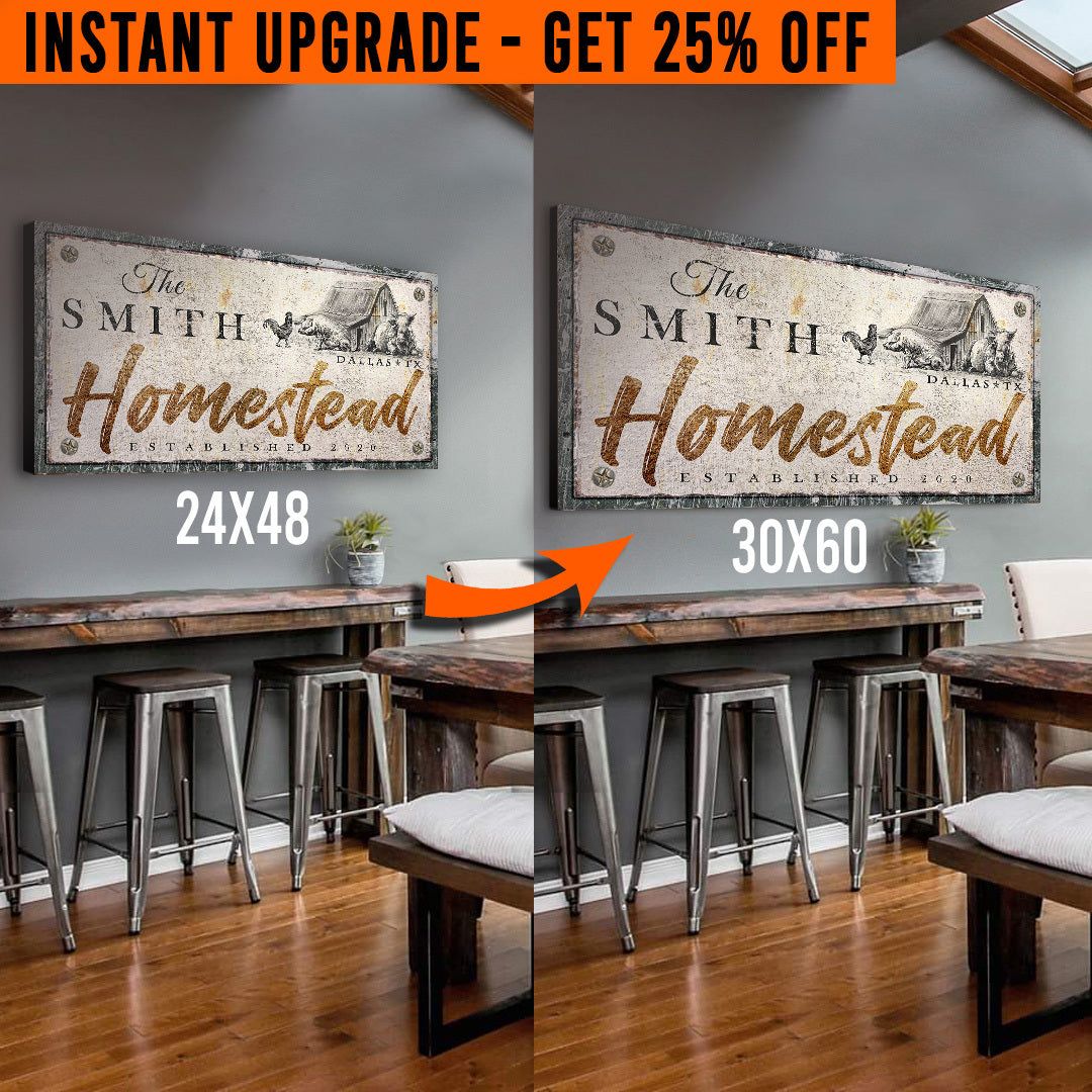 Upgrade Your 20x10 Inches 'Homestead' (Style 3) Canvas To 48x24 Inches by Tailored Canvases