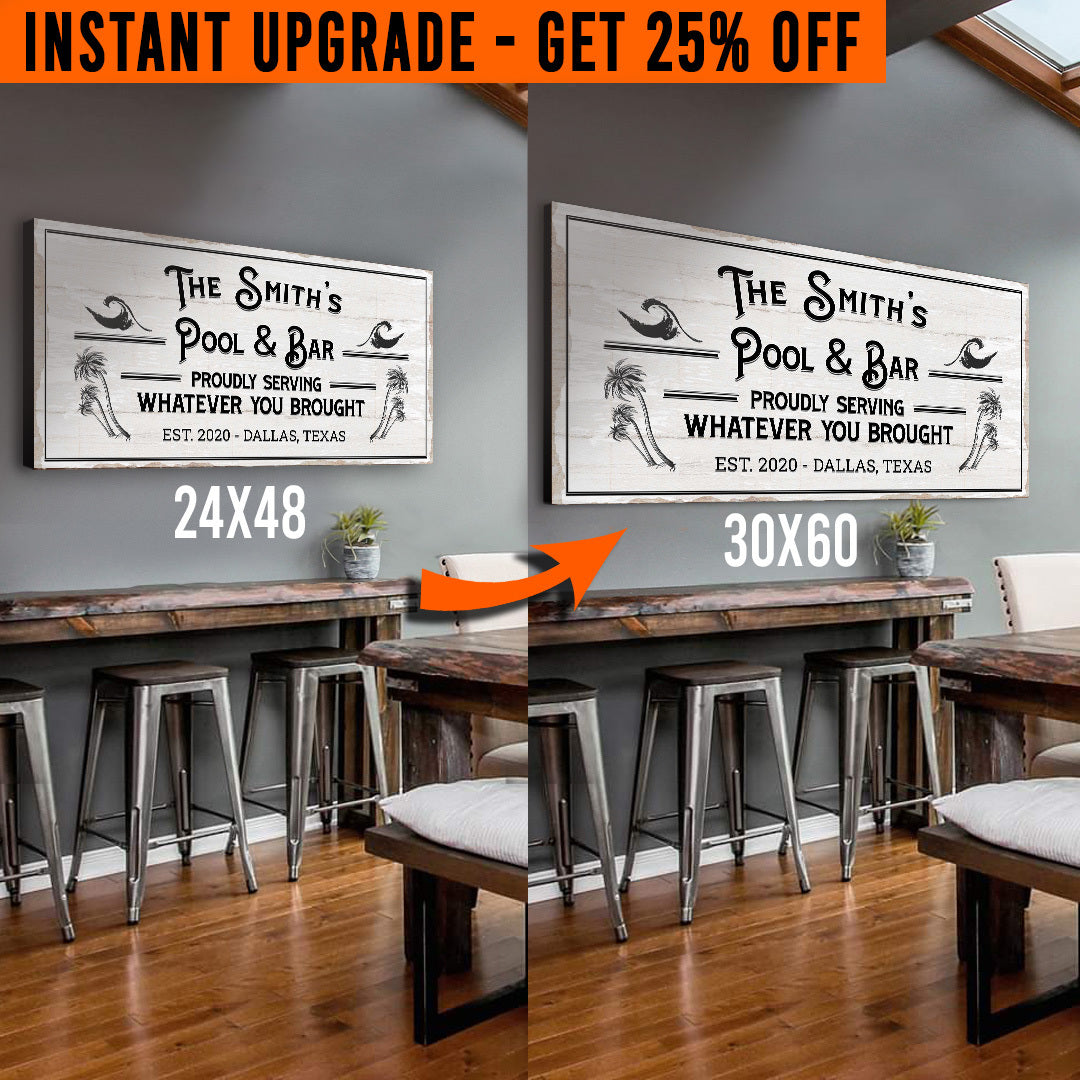 Upgrade Your 48x24 Inches 'Pool & Bar' (Style 3) Canvas To 60x30 Inches by Tailored Canvases