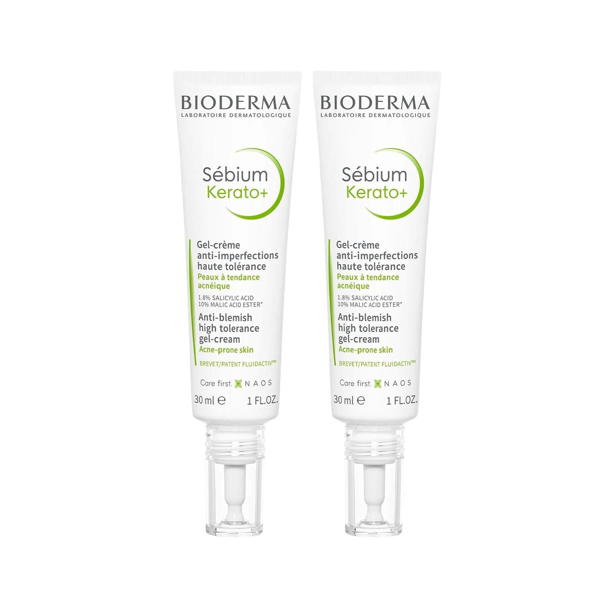 Bioderma Sebium Kerato+ Facial Moisturizer: Acne & Blemish Treatment Gel Cream, Oily Skin Hydration - 2 x 30ml by Beauty Care Bag