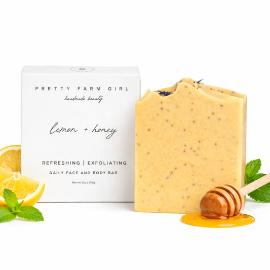 Lemon + Honey + Poppy Seed Handmade Tallow and Goat Milk Soap Bar by Pretty farm girl