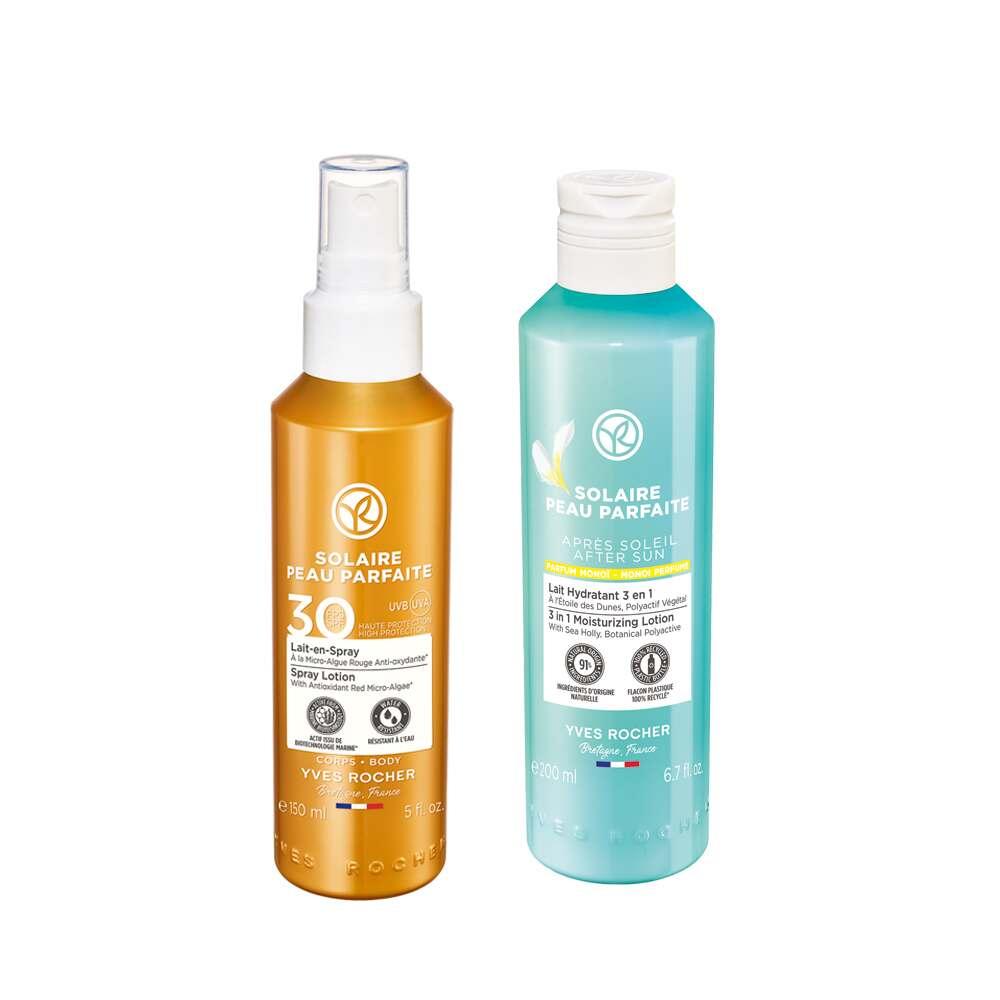 Solaire Peau Parfaite Sun Protection Set - SPF 30 UVA/UVB Protection & Moisturizing After-Sun Lotion by Beauty Care Bag