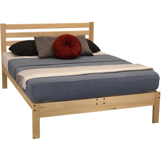 Queen size Solid Wood Platform Bed Frame with Slatted Headboard - Made in USA by HomePacific