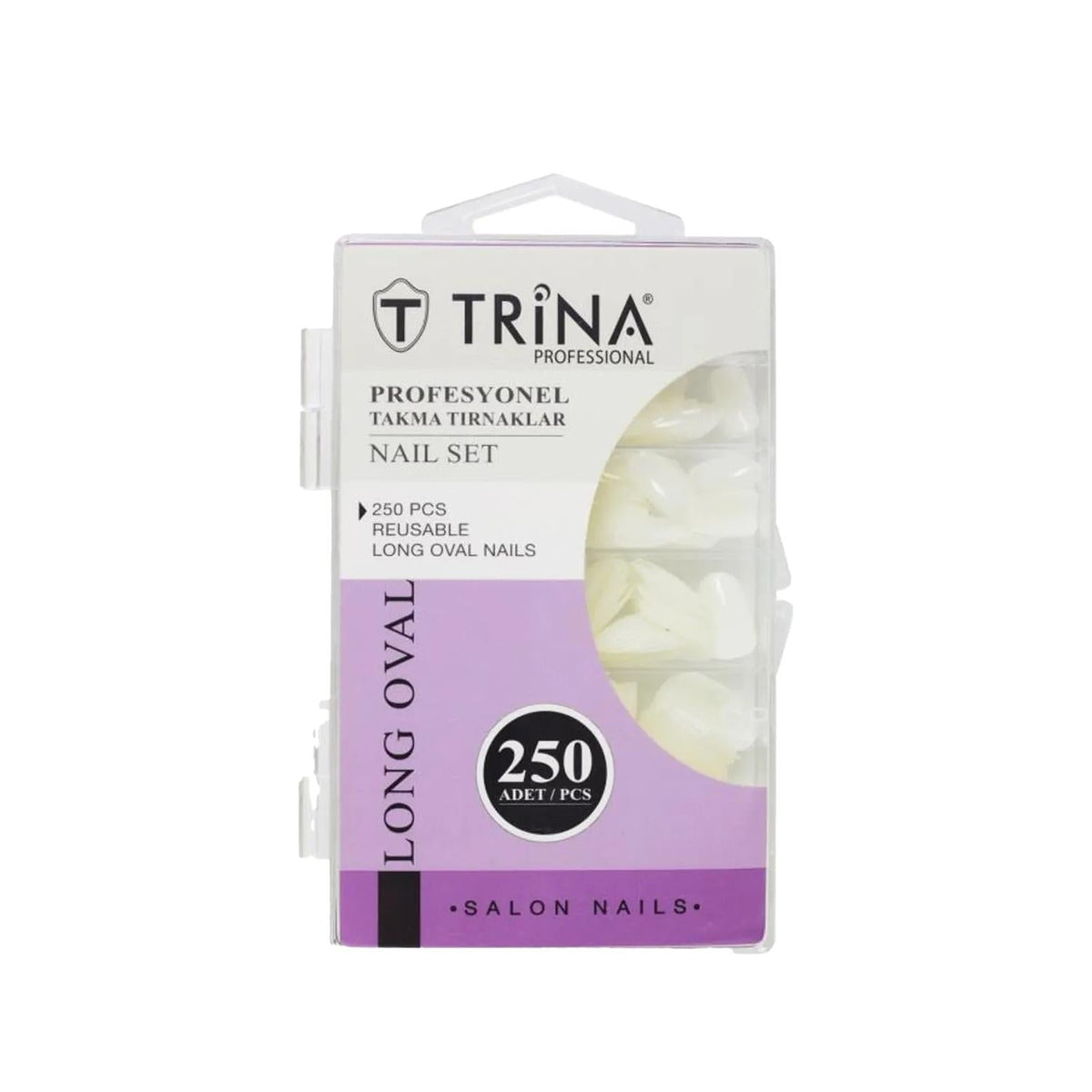 Trina Long Oval False Nails 250 Pieces - Elegant Nail Enhancement for Beauty Enthusiasts by Beauty Care Bag