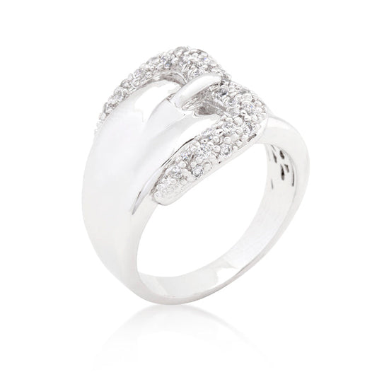 Avera Simple Cubic Zirconia Belt Ring in Polished Silver by Avera Group