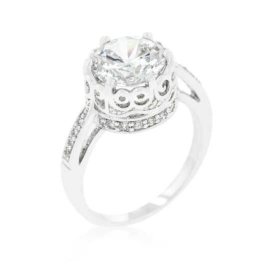 Avera Royal Crest Filigree Cubic Zirconia Ring in Silver by Avera Group