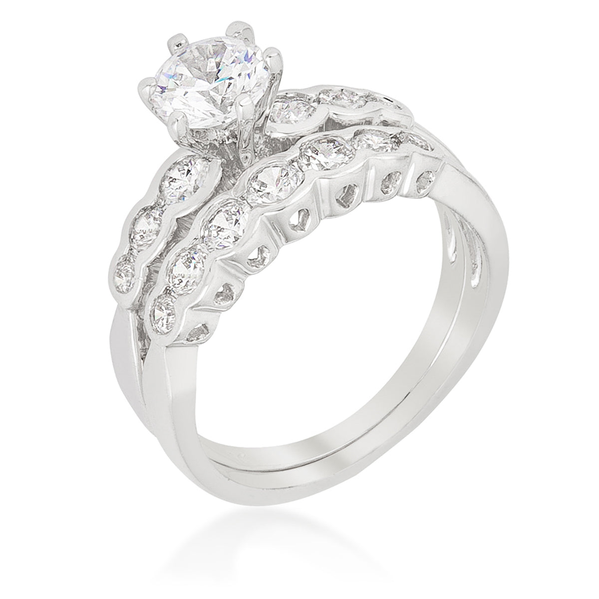 Avera Graduated Wedding Set 5 / Silver Eternity Band Collection by Avera Group