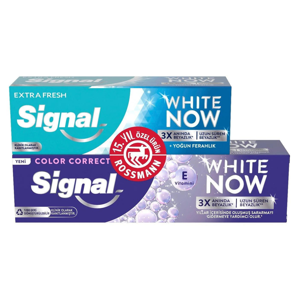 Signal White Now Color Correct & Extra Fresh Toothpaste Set by Beauty Care Bag