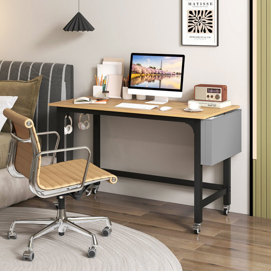 Rolling Computer Desk with Lockable Wheels 48" x 24" by DirectDeals