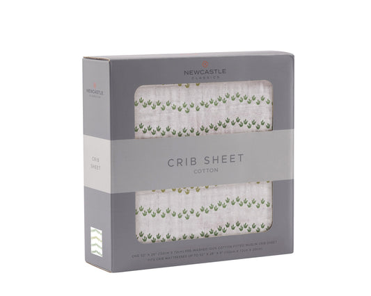 Dino Feet Cotton Muslin Crib Sheet by Lavender Charlie